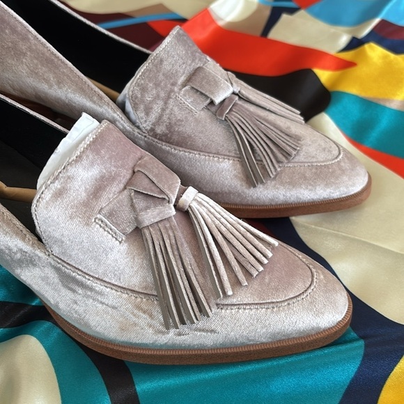 Brand New Rebecca Minkoff Edie Velvet Tassel Loafers Stacked Heel Slip On Shoes - Picture 15 of 16